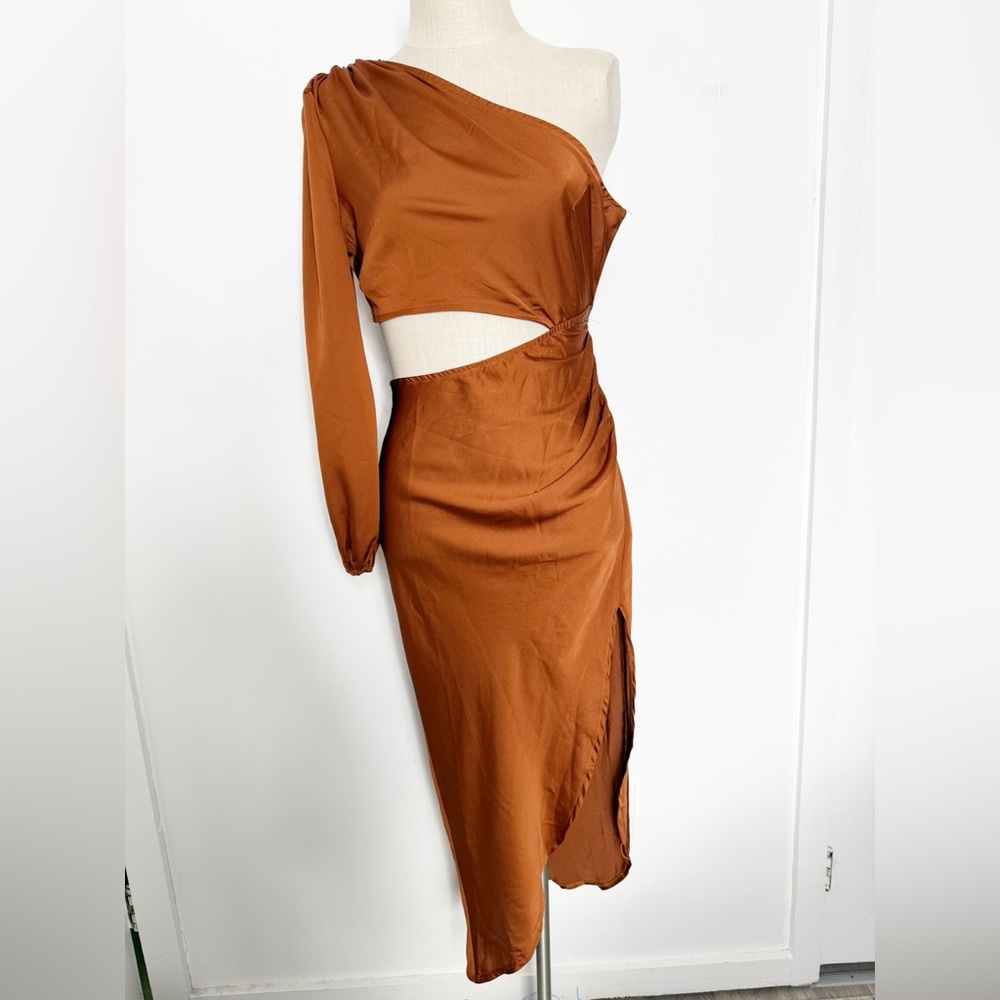 Hello Molly Classy Girl Midi Dress Rust‎ Tan Size US 6 - Picture 2 of 9